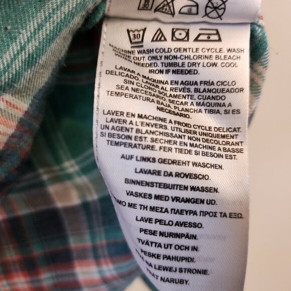 Vtg GUESS Pearl Snap Western Button Up Long Green Plaid Embroidered Men Xl - Picture 16 of 16